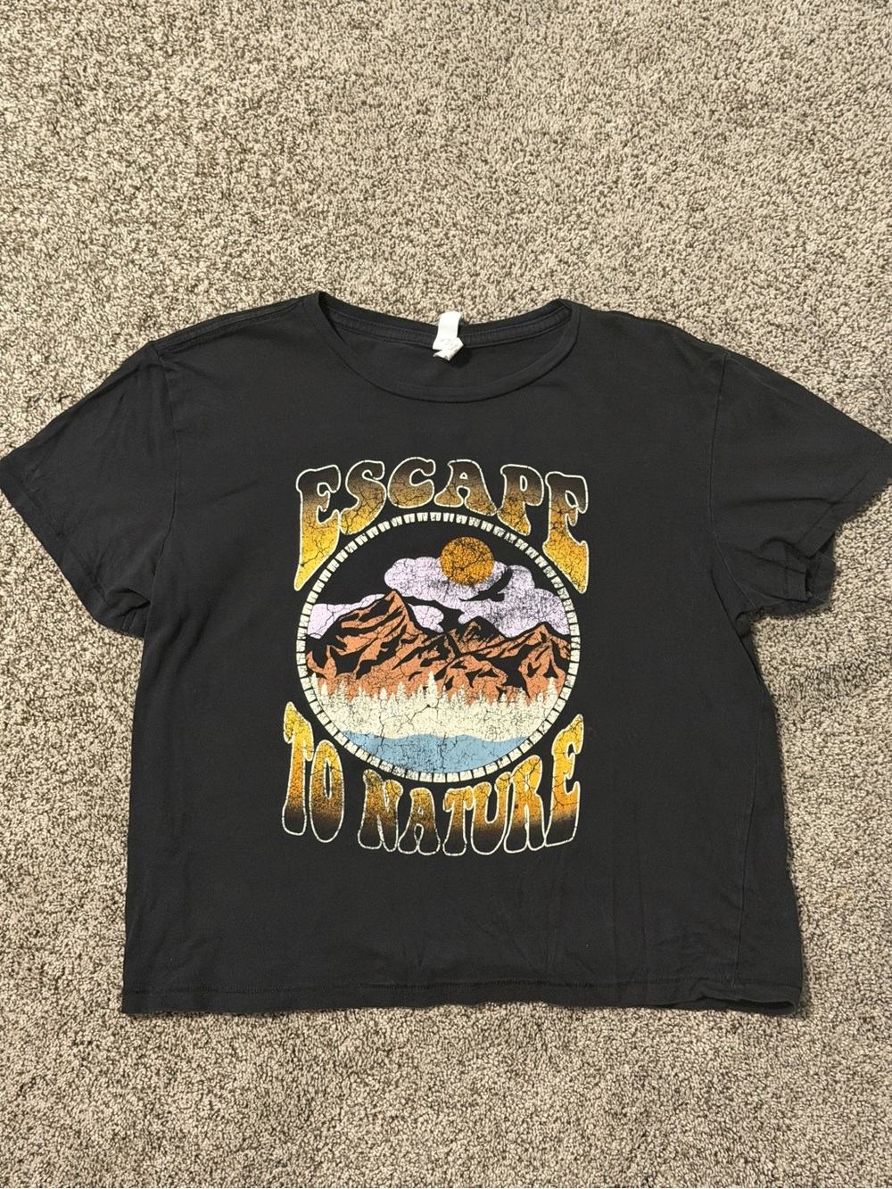 Black 'Escape to Nature' Mountain Graphic Tee